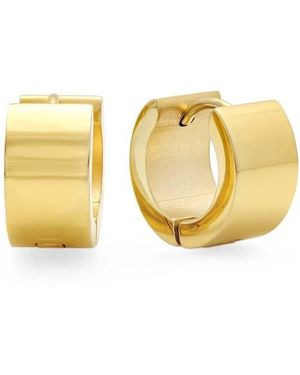 Steeltime 18K Plated Wide Huggie Hoop Earrings - Yellow
