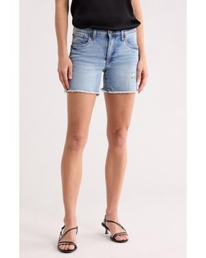 Kut From The Kloth Kity Frayed Denim Boyfriend Shorts - Blue