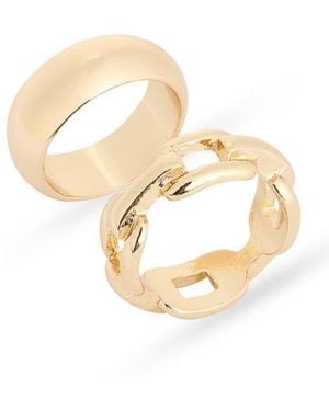 Leith Set Of 2 Assorted Rings - Metallic