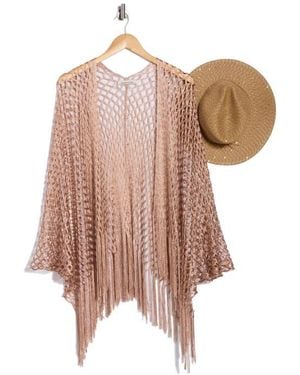 BCBGeneration Mesh Topper & Hat Set - Pink