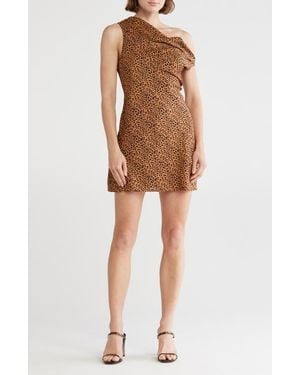 Lush Draped One Shoulder Minidress - Multicolor