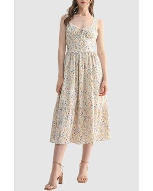 Lush Lace Trim Corset Midi Dress - Natural