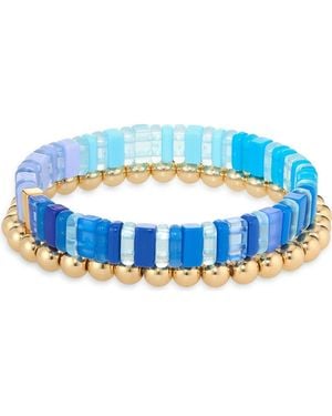 Leith 2-Piece Set Beaded Stretch Bracelets - Blue