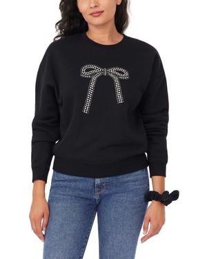 Kensie Bow Embellished Sweatshirt & Scrunchie Set - Black