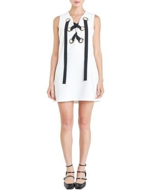 English Factory Grommet Tie Sleeveless Minidress - White