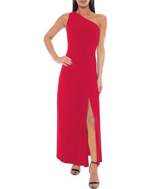 Marina One-Shoulder Front Twist A-Line Gown - Red