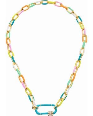 Juvell Enamel Paperclip Chain Necklace - Yellow