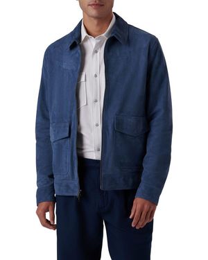 Bugatchi Suede Zip Bomber Jacket - Blue
