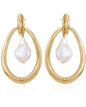 Vince Camuto Faux Pearl Doorknocker Drop Earrings - Metallic