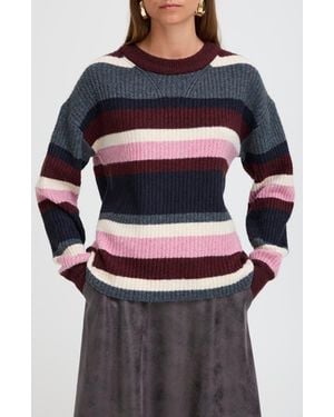 B.Young Onema Long Sleeve Crewneck Knit Sweater - Red