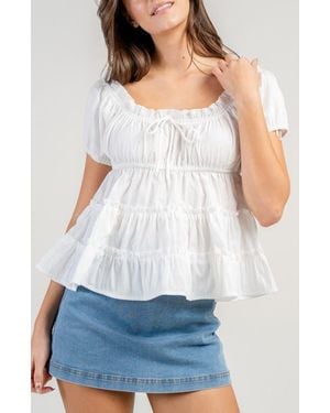 Beivy Tiered Poplin Babydoll Top - White