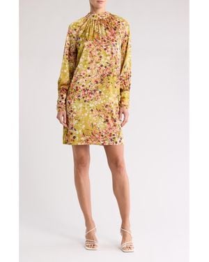 Julia Jordan Long Sleeve Floral A-Line Dress - Metallic