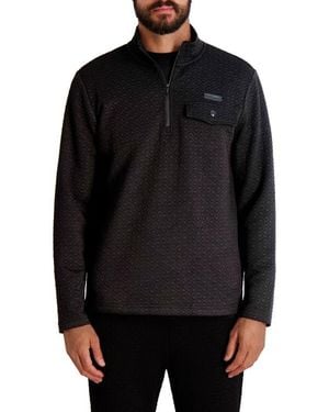 Karl Lagerfeld Quilted Quarter Zip Pullover - Black