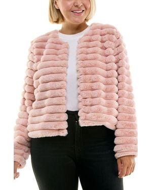 Nina Leonard Faux Fur Bolero Jacket - Pink
