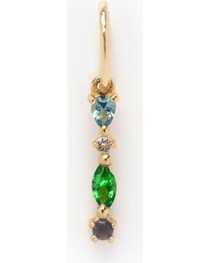 Local Eclectic Solid 9K & Semiprecious Stone Initial Charm - Green