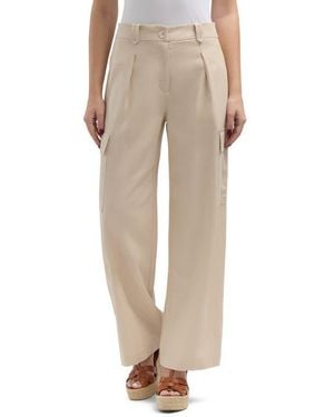 Ellen Tracy Wide Leg Blend Cargo Pants - Natural