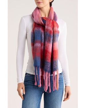BCBGeneration Plaid Blanket Wrap Scarf - Red