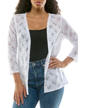 Nina Leonard Lace Three-Quarter Sleeve Bolero - Gray