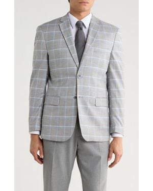 Gino Vitale Slim Fit Windowpane Blazer - Gray