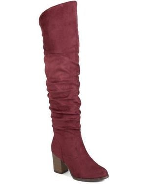 Journee Collection Kaison Wide Calf Ruched Tall Boot - Red