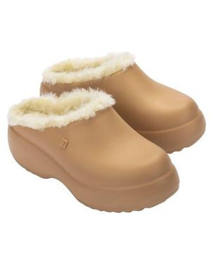 Melissa Free Fluffy Faux Fur Lined Clog - Natural