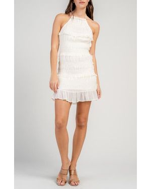 Beivy Ruched Halter Minidress - White