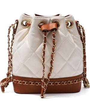 Adornia Two Tone Faux Leather Bucket Bag - Brown