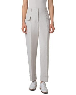 Akris Marley High Waist Cotton & Linen Twill Cargo Pants - Multicolor
