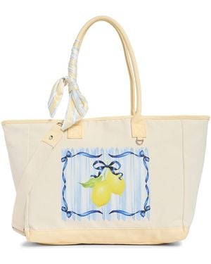 Madden Girl Lemon Graphic Canvas Tote - Blue