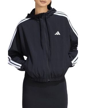 adidas Essentials 3-Stripes Woven Windbreaker - Black