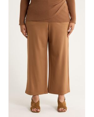 Max Studio Easy Wide Leg Ponte Pants - Brown