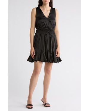 Love By Design Milana Sleeveless Satin Fit & Flare Dress - Black