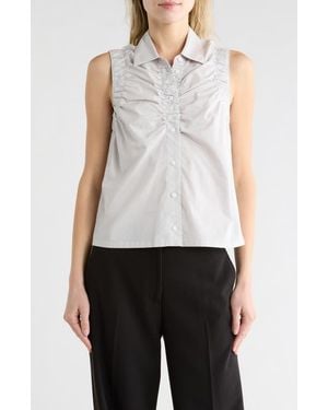 Rag & Bone Georgina Ruched Button-Up Shirt - Natural
