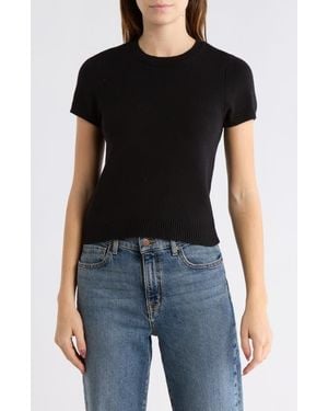 Leith Favorite Short Sleeve Sweater - Black