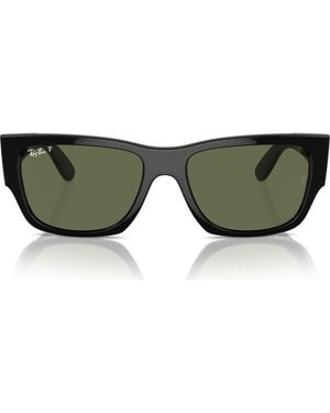 Ray-Ban Carlos 56Mm Polarized Rectangular Sunglasses - Green