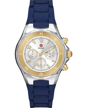 Michele Jellybean Two-Tone Silicone Strap Watch, 38Mm - Blue