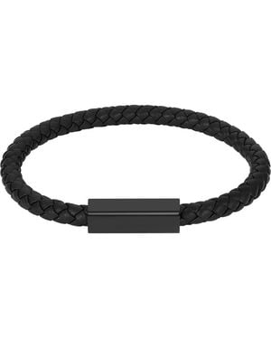 Geoffrey Beene Braided Leather Bracelet - Black