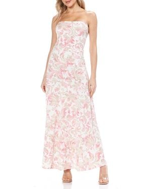 O.L. Printed Strapless Maxi Dress - Pink