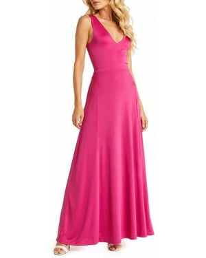 Love By Design Sleeveless V-Neck Knit Maxi Dress - Pink