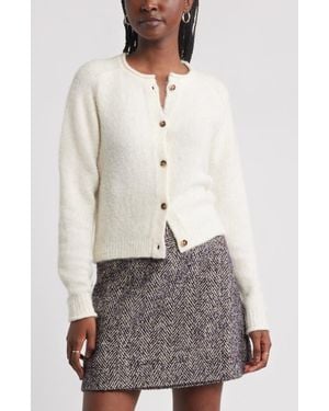 Treasure & Bond Rolled Crewneck Cardigan - Gray