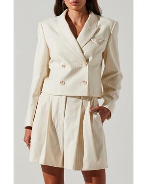 Astr Preston Pinstripe Blazer - Natural