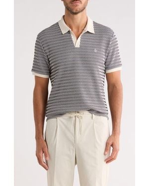 Original Penguin Crochet Stitch Johnny Collar Polo - Gray
