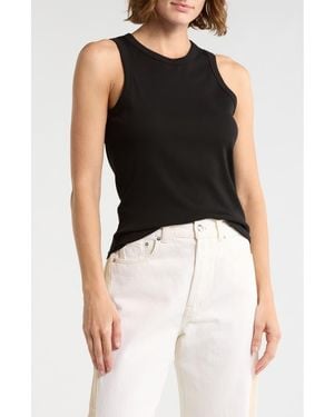 Madewell Ribbed Stretch Cotton Cutaway Tank - Black