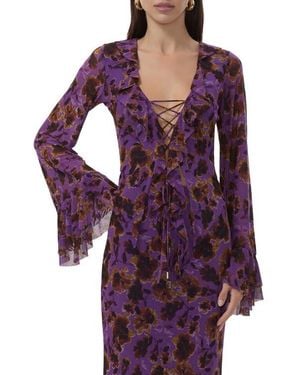 AFRM Cadence Floral Ruffle Top - Purple