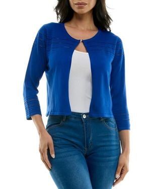 Nina Leonard Sheer Stripe Knit Bolero - Blue