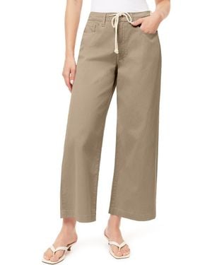 Kensie Kaya Drawstring Wide Leg Denim Pants - Natural