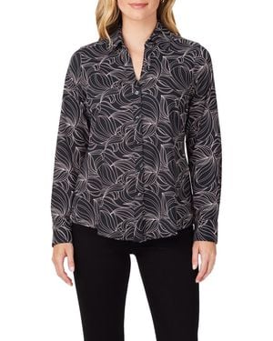 Foxcroft Swirling Slope Button-Up Shirt - Black
