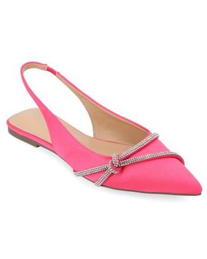 Journee Collection Rebbel Pavé Crystal Knot Slingback Flat - Pink