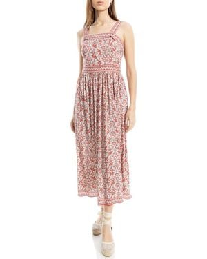 Max Studio Print Fit & Flare Maxi Dress - Pink