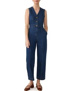 Faherty Giselle Sleeveless Denim Jumpsuit - Blue